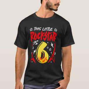 Camiseta Esta Pequena Estrela do Rock Tem 6 Anos Guitarra 6