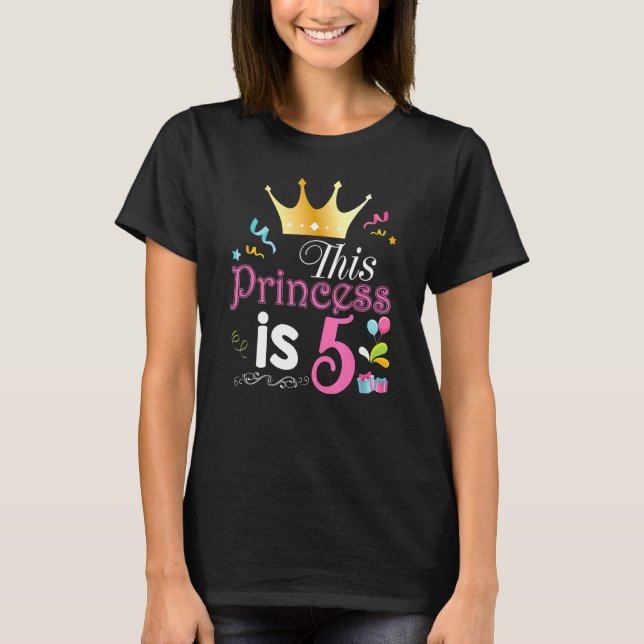 Camiseta Esta Princesa Tem 5 Anos De 5 Feliz Aniversário Pa (Frente)