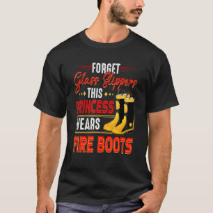 Camiseta Esta Princesa Veste Fogo Bota Mulheres Bombeiros