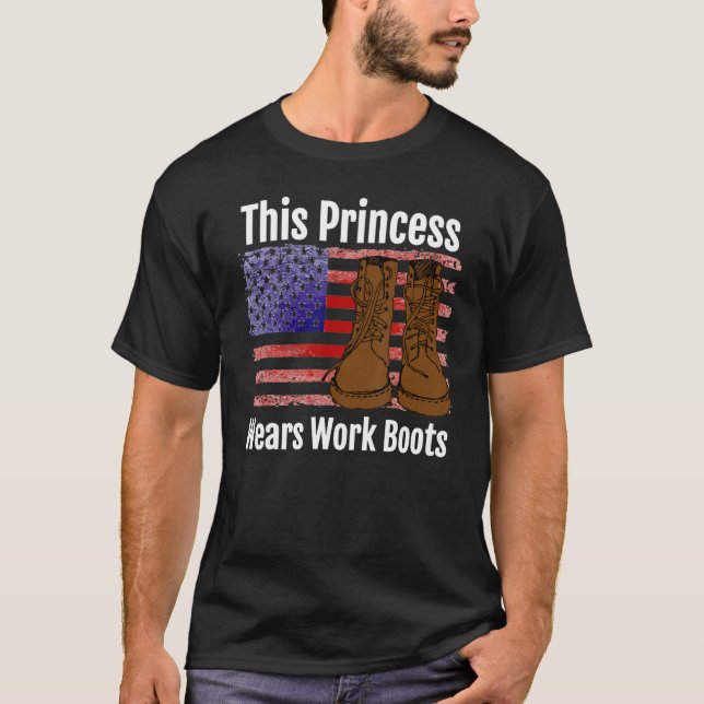 Camiseta Esta Princesa Veste Inicializações de Trabalho (Frente)