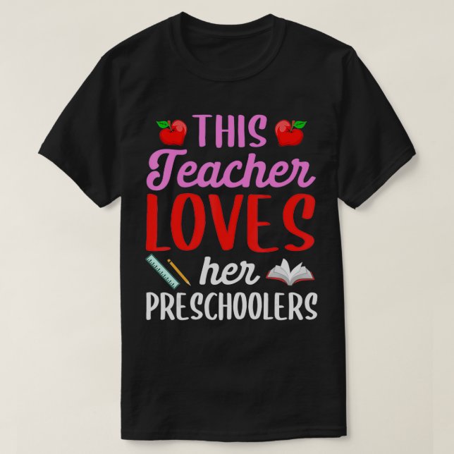 Camiseta Esta Professora Ama A Professora Da Escola De Pré- (Frente do Design)