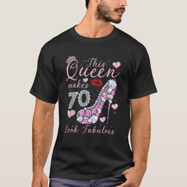 Camiseta Esta Rainha 70 e Fabuloso 70 de Aniversário Diaman (Frente)