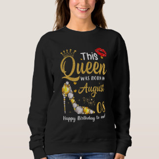 Camiseta Esta Rainha Foi Nascer Em 8 de agosto Feliz Aniver
