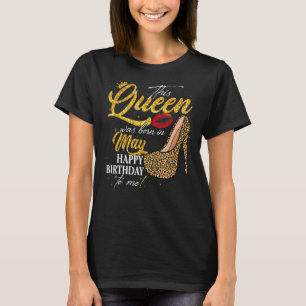 Camiseta Esta Rainha Foi Nascer Em Maio De Mulheres Leopard