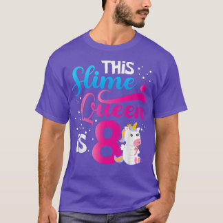 Camiseta Esta Rainha Slima É 8 Unicórnio Slime 8º Aniversár