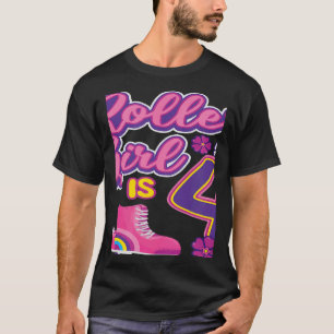 Camiseta Esta Roller Girl é 4 Aniversário Roller Skate Skat
