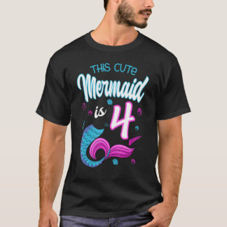 Camiseta Esta Sereia Bonita É 4 Celebração De Aniversário 4