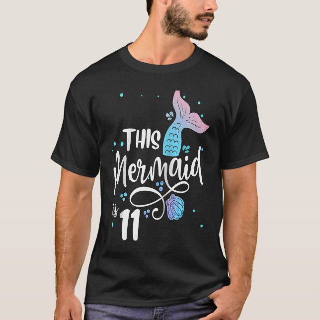 Camiseta Esta Sereia Tem 11 Anos De 11 Aniversário Pequeno (Frente)