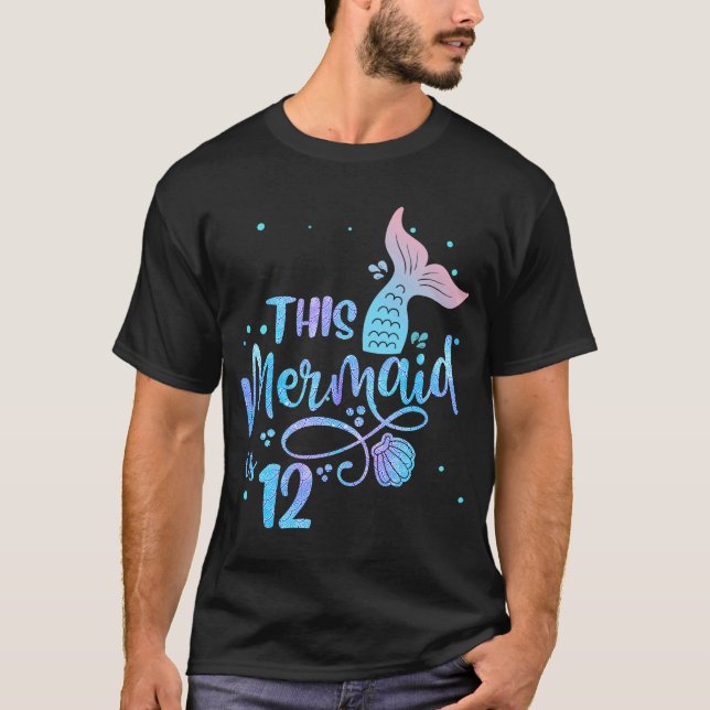 Camiseta Esta Sereia Tem 12 Anos De 12 Aniversário Pequeno (Frente)
