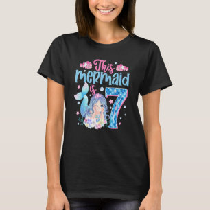 Camiseta Esta Sereia Tem 7 7 De Aniversário 7 Anos De Idade