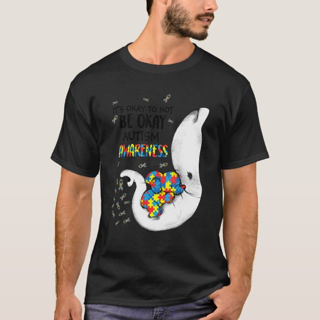 Camiseta Está tudo bem não ser um elefante autista Puzz (Frente)