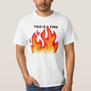 Camiseta "Está tudo bem" (preto + fogo e chamas)