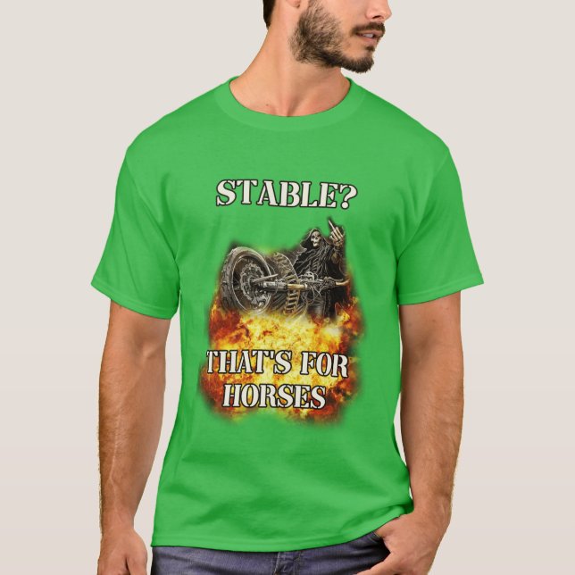 Camiseta estábulo é para cavalos esqueleto mau retro (Frente)
