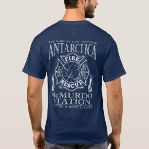 Camiseta Estação Antártica McMurdo Bombeiros e Pinguins 