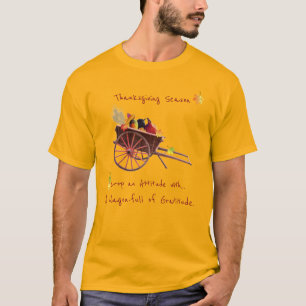 Camiseta Estação de Ação de Graças Dourada com Borgonha