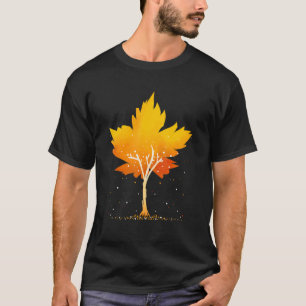 Camiseta Estação de Folhas de Outono de Folha de Laranja Fo