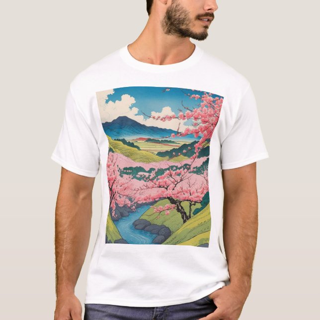 Camiseta Estação de Primavera Japonês (Frente)
