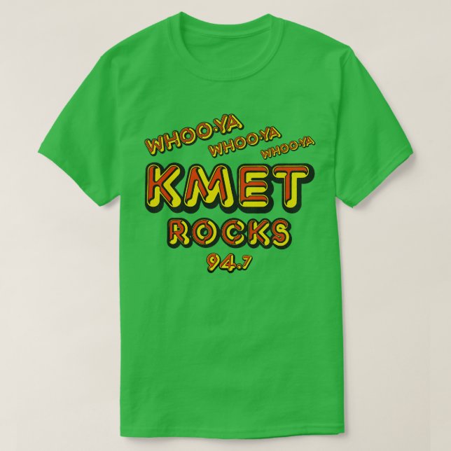 Camiseta Estação de Rádio KMET Rocks Retro Defunct Los Ange (Frente do Design)