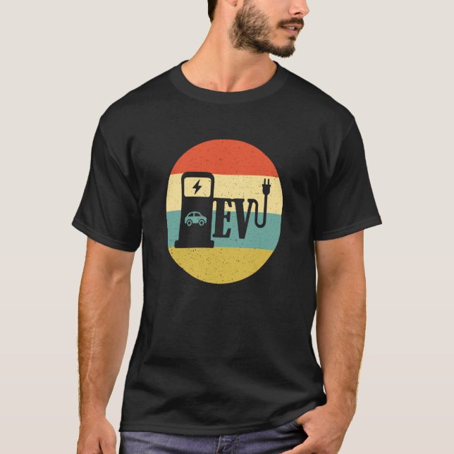 Camiseta Estação Elétrica De Carga Do Veículo - Gra Retroso (Frente)