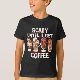 Camiseta Estação Latte Fall Halloween Assustador Até Eu Sai