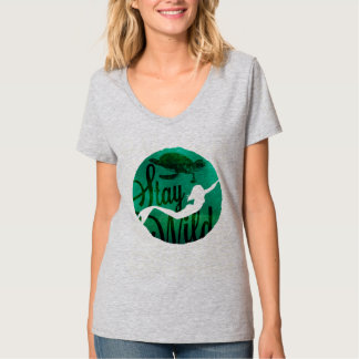 Camiseta "Estada selvagem" com sereia e tartaruga de mar