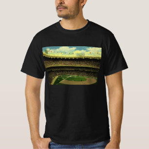 Camiseta Estádio de beisebol esportivo vintage com multidõe