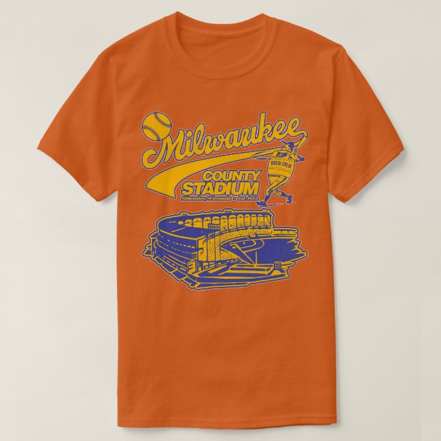 Camiseta Estádio Defunct Baseball no Condado de Milwaukee (Frente do Design)