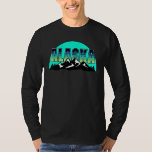 Camiseta Estado Americano Alaska Sun Moon Mountain Hik