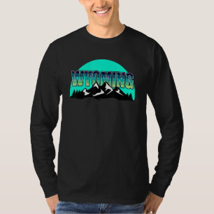 Camiseta Estado Americano Wyoming, Sun Moon Mountain Nature