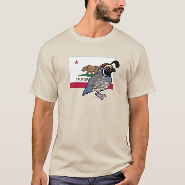 Camiseta Estado Birdorable: California Quail (Frente)