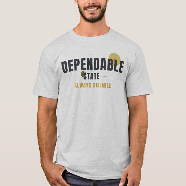 Camiseta ESTADO CONFIÁVEL – Tipografia Geométrica para Aman (Frente)