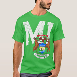 Camiseta Estado Da Bandeira De Michigan, Retro Em Distância