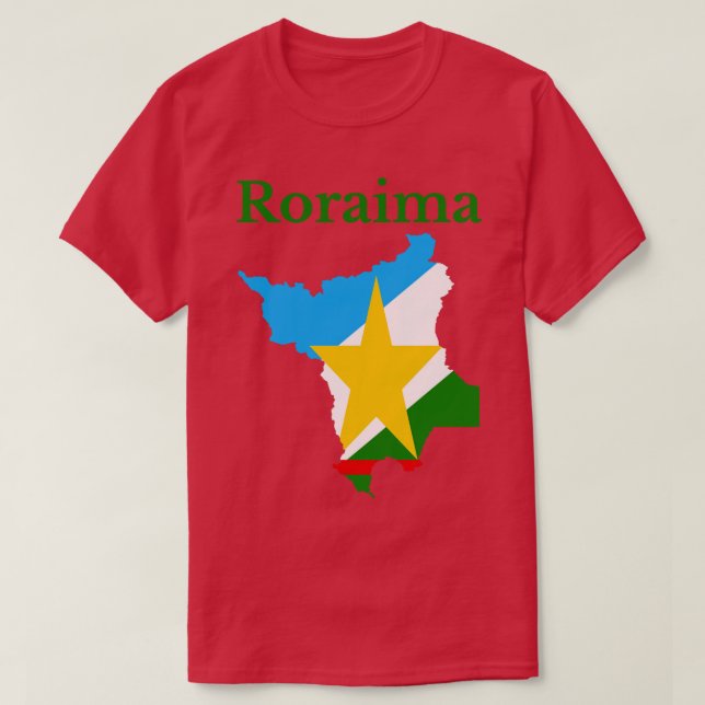Camiseta Estado da bandeira do Mapa de Roraima Brasil (Frente do Design)