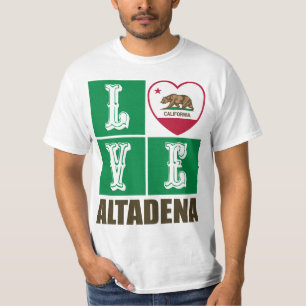 Camiseta Estado da Califórnia Flag Heart Altadena