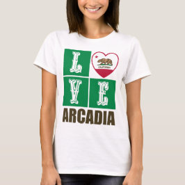 Camiseta Estado da Califórnia Flag Heart Arcadia