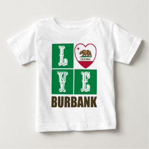 Camiseta Estado da Califórnia Flag Heart Burbank