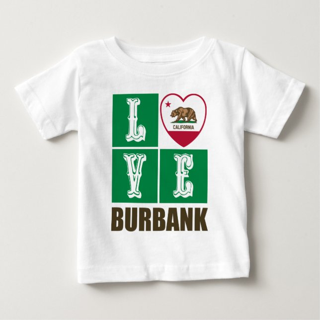Camiseta Estado da Califórnia Flag Heart Burbank (Frente)