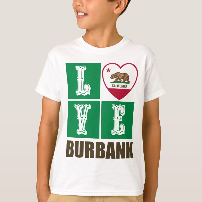 Camiseta Estado da Califórnia Flag Heart Burbank (Frente)
