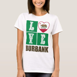 Camiseta Estado da Califórnia Flag Heart Burbank