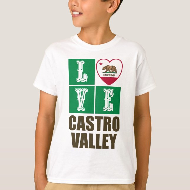 Camiseta Estado da Califórnia Flag Heart Castro Valley (Frente)