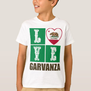Camiseta Estado da Califórnia Flag Heart Garvanza