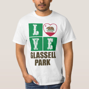 Camiseta Estado da Califórnia Flag Heart Glassell Park