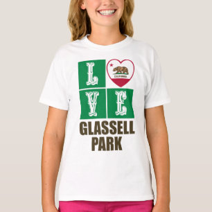 Camiseta Estado da Califórnia Flag Heart Glassell Park