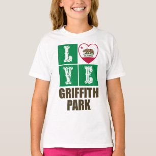 Camiseta Estado da Califórnia Flag Heart Griffith Park
