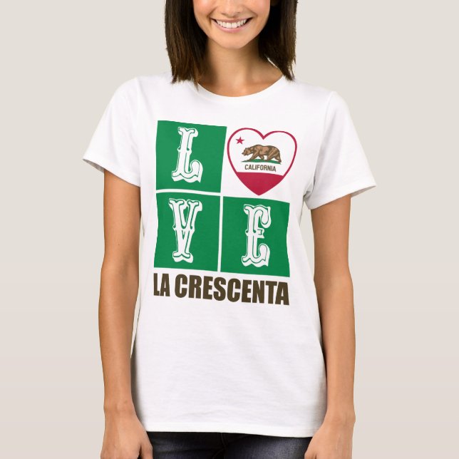 Camiseta Estado da Califórnia Flag Heart La Crescenta (Frente)