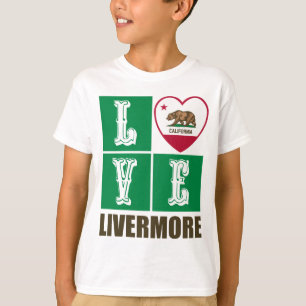 Camiseta Estado da Califórnia Flag Heart Livermore