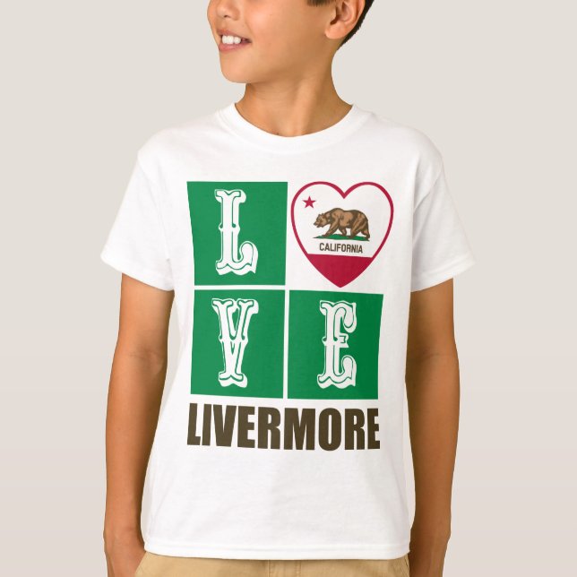 Camiseta Estado da Califórnia Flag Heart Livermore (Frente)