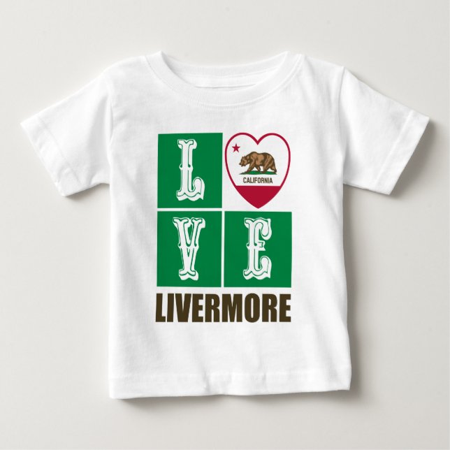 Camiseta Estado da Califórnia Flag Heart Livermore (Frente)