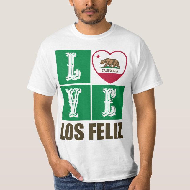 Camiseta Estado da Califórnia Flag Heart Los Feliz (Frente)