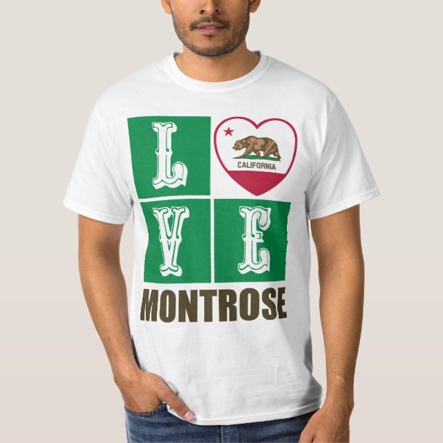 Camiseta Estado da Califórnia Flag Heart Montrose (Frente)